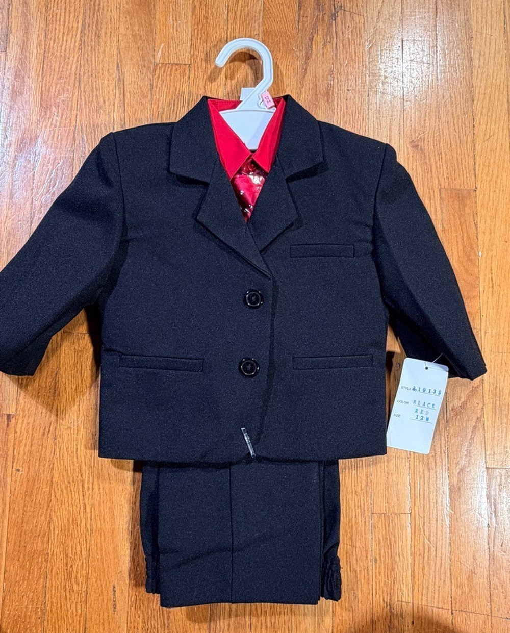 Signature Collection Baby Boys Black Red 4-Piece Formal Suit Set Size 12M NWT